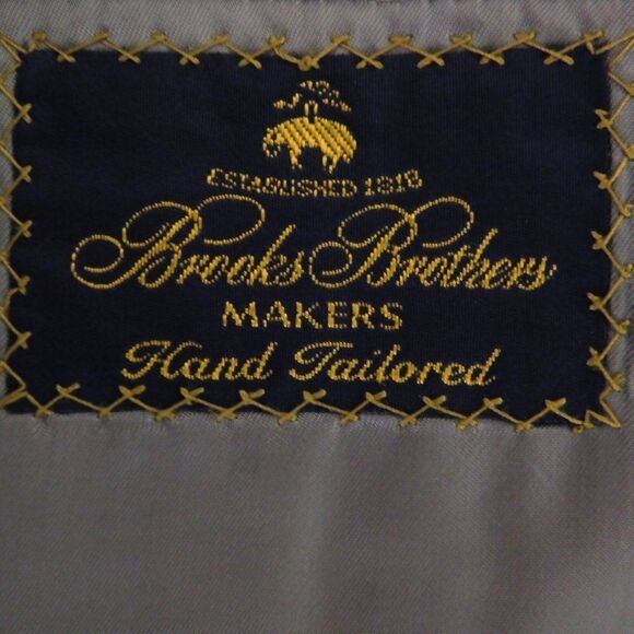 VTG  46 Long Brooks Brothers Makers Blazer Taupe Brown Wool Suit Coat Made USA - Picture 7 of 10